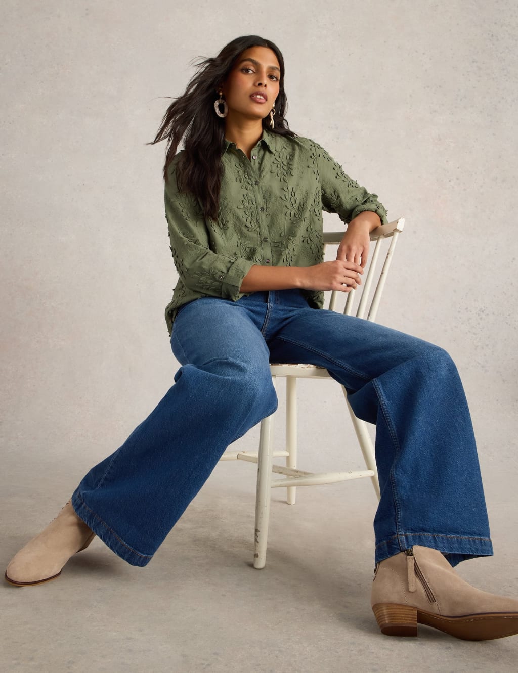 Pure Cotton Embroidered Shirt