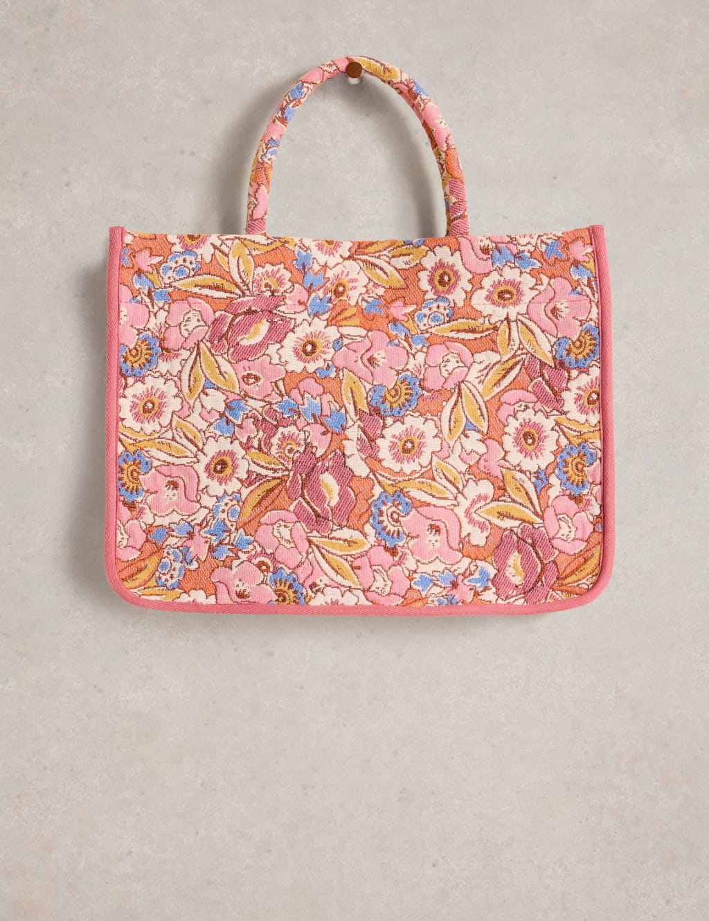 Cotton Blend Floral Jacquard Tote Bag