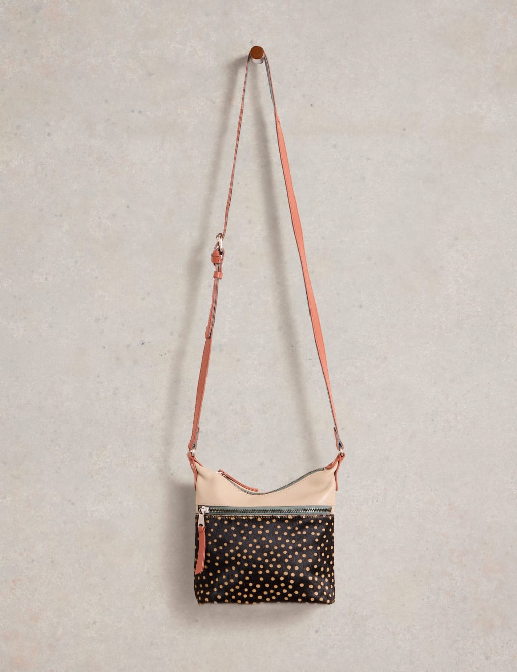 Leather Colour Block Cross Body Bag