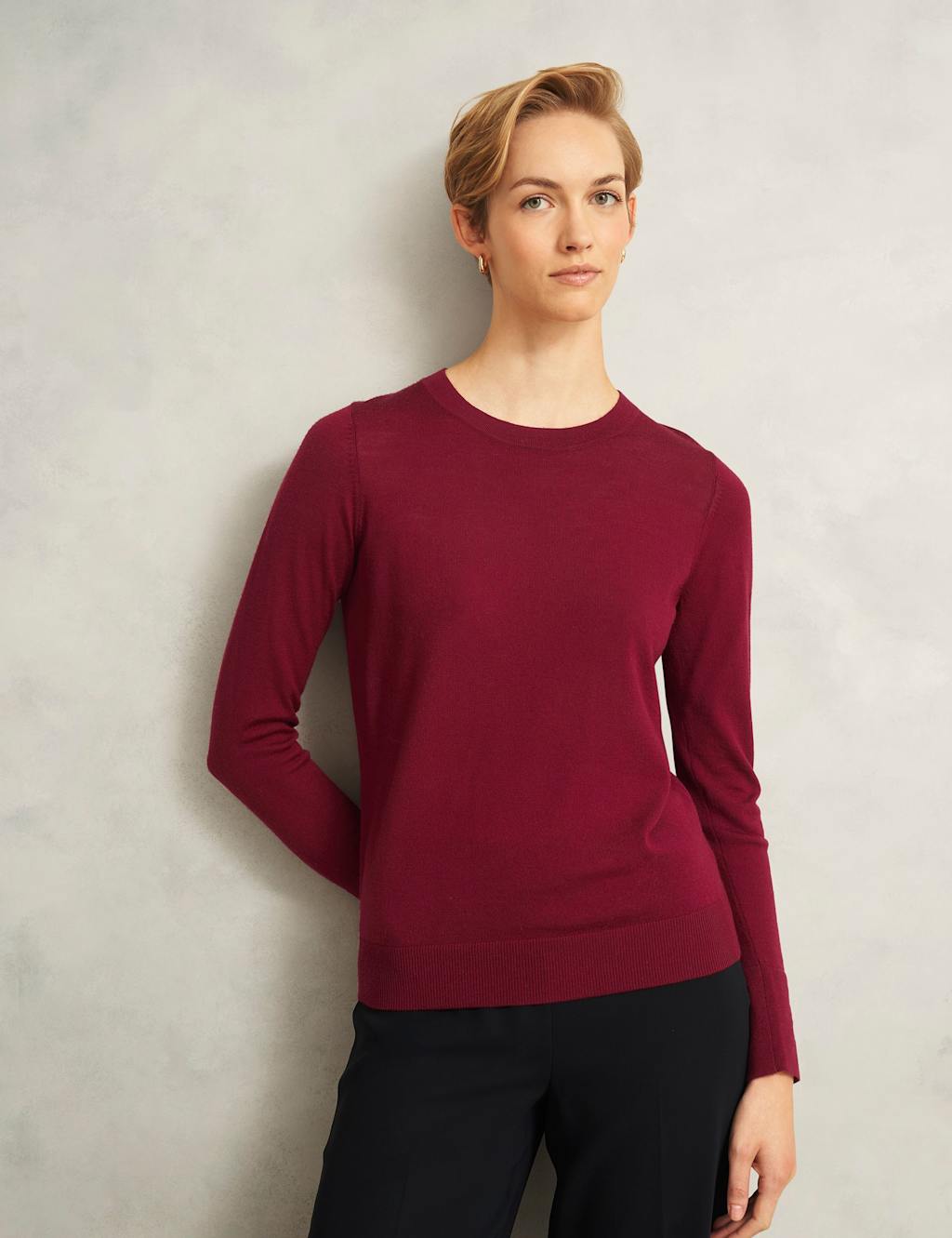 HOBBS Pure Merino Wool Crew Neck Jumper Red