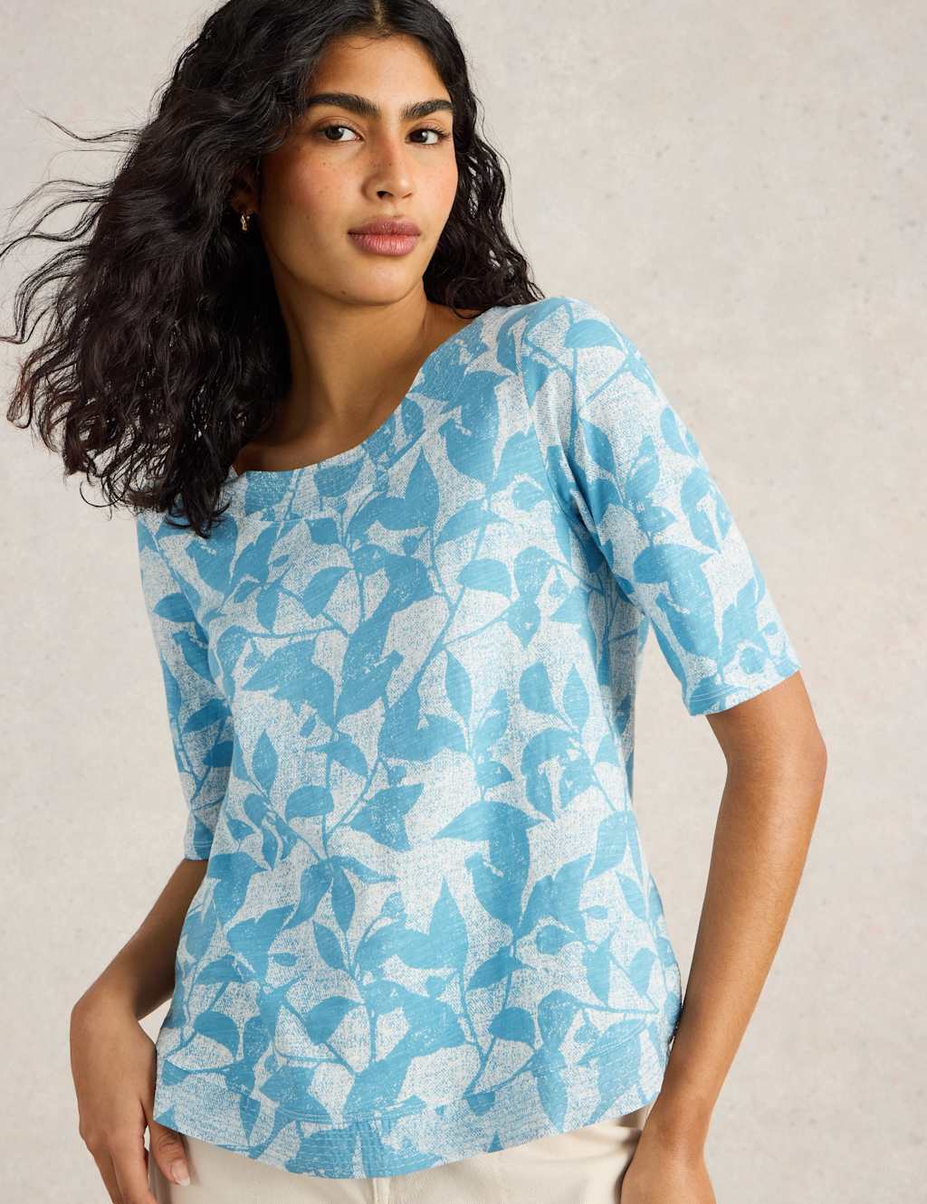 Pure Cotton Printed Scoop Neck T-Shirt