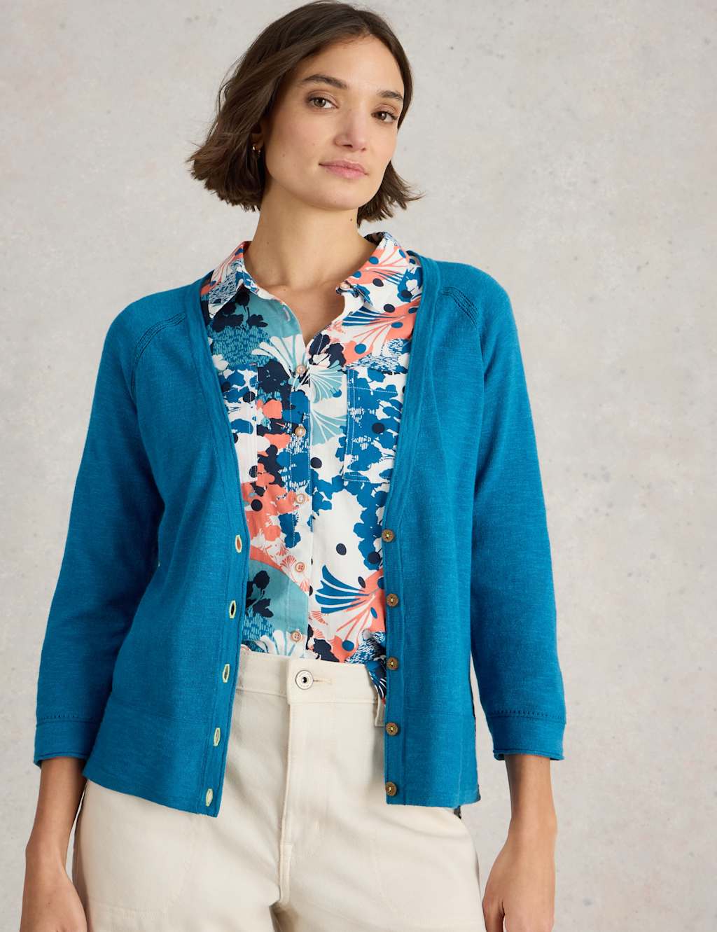Cotton Rich V-Neck Cardigan