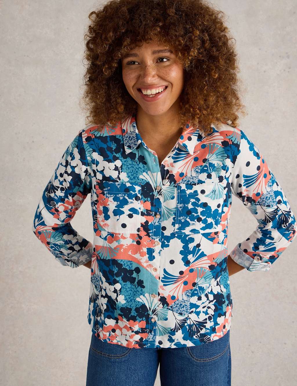 Pure Cotton Printed Button Through Shirt