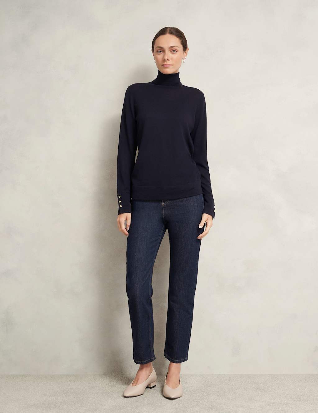 HOBBS Pure Merino Wool Roll Neck Jumper Blue