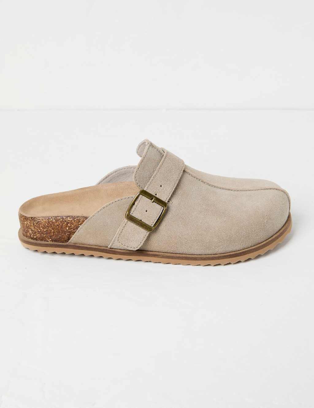 Suede Buckle Mule Slippers