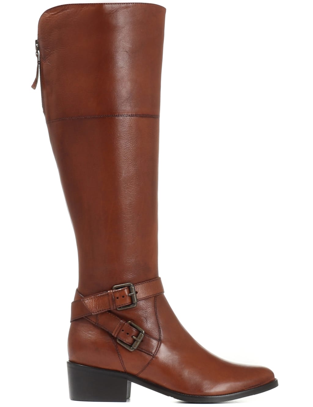 Leather Block Heel Riding Boots