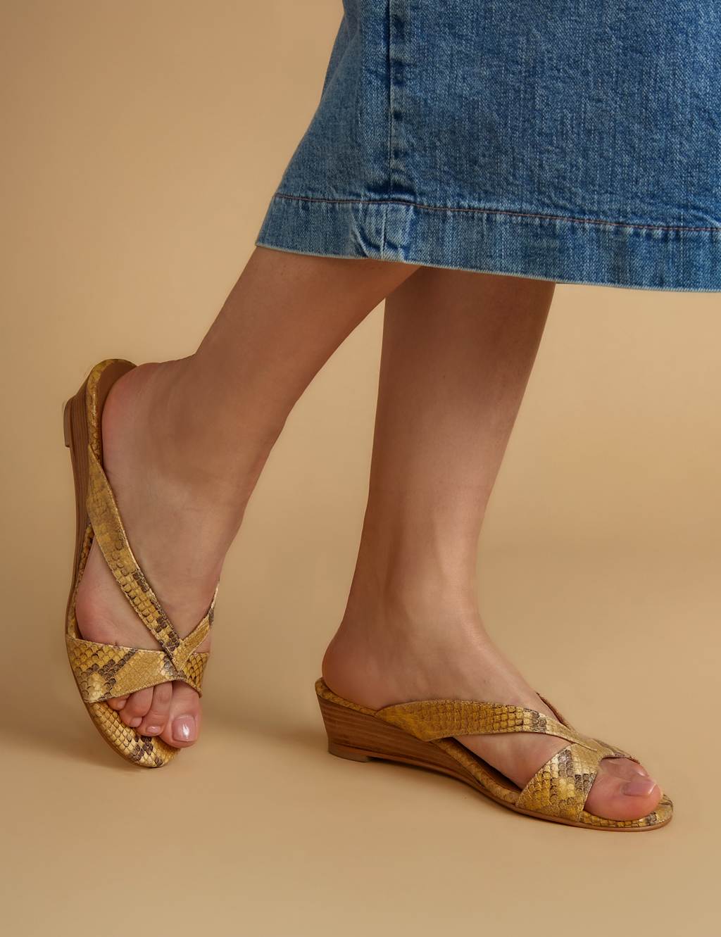 Leather Wedge Mules