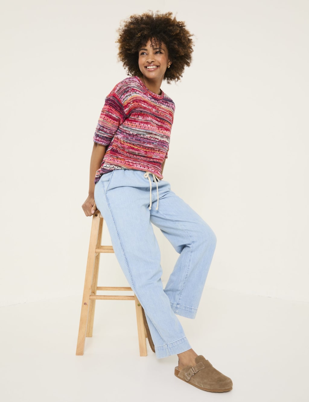 Elasticated Wide Leg Jeans