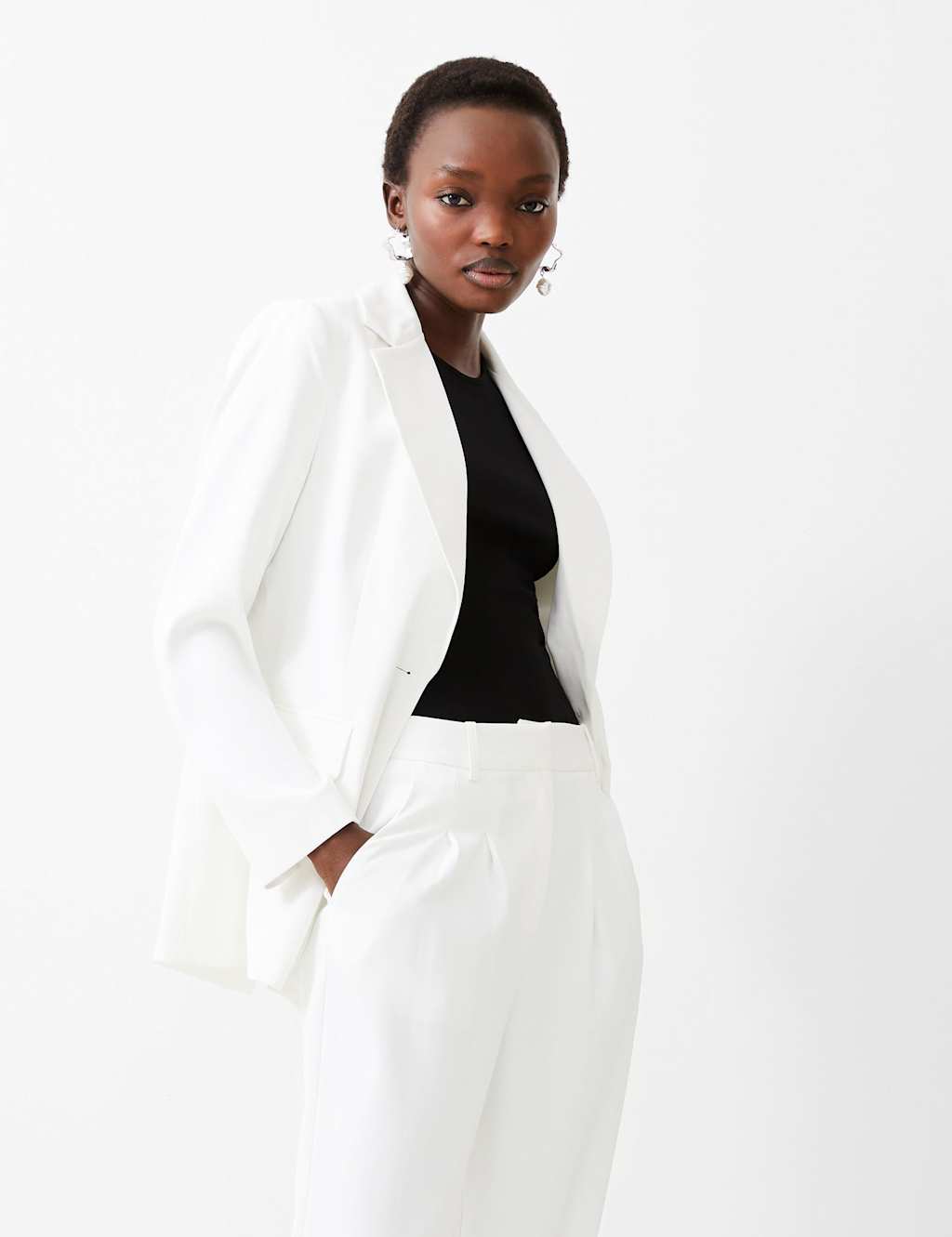 French Connection Single Breasted Blazer Cream