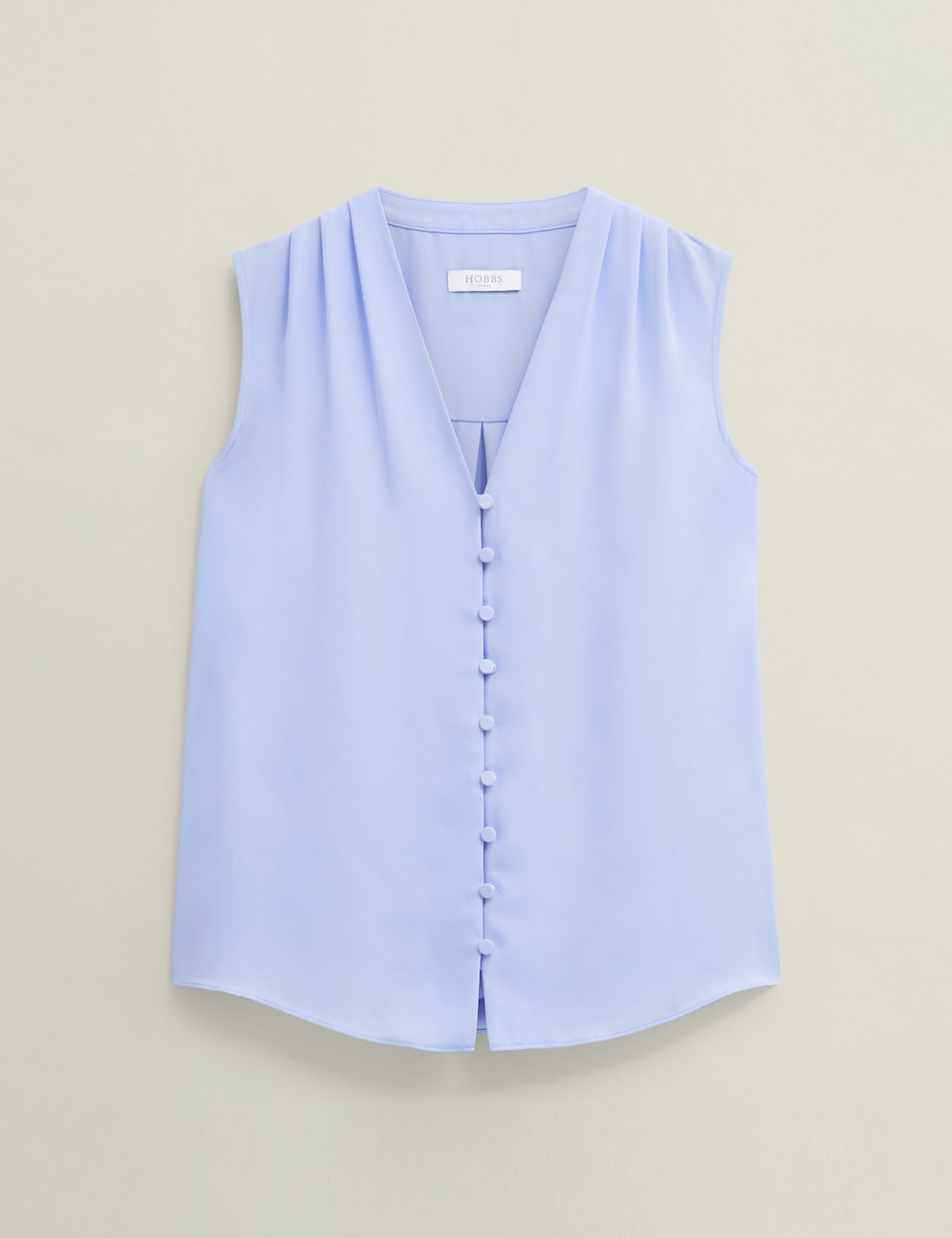 V-Neck Button Through Sleeveless Blouse