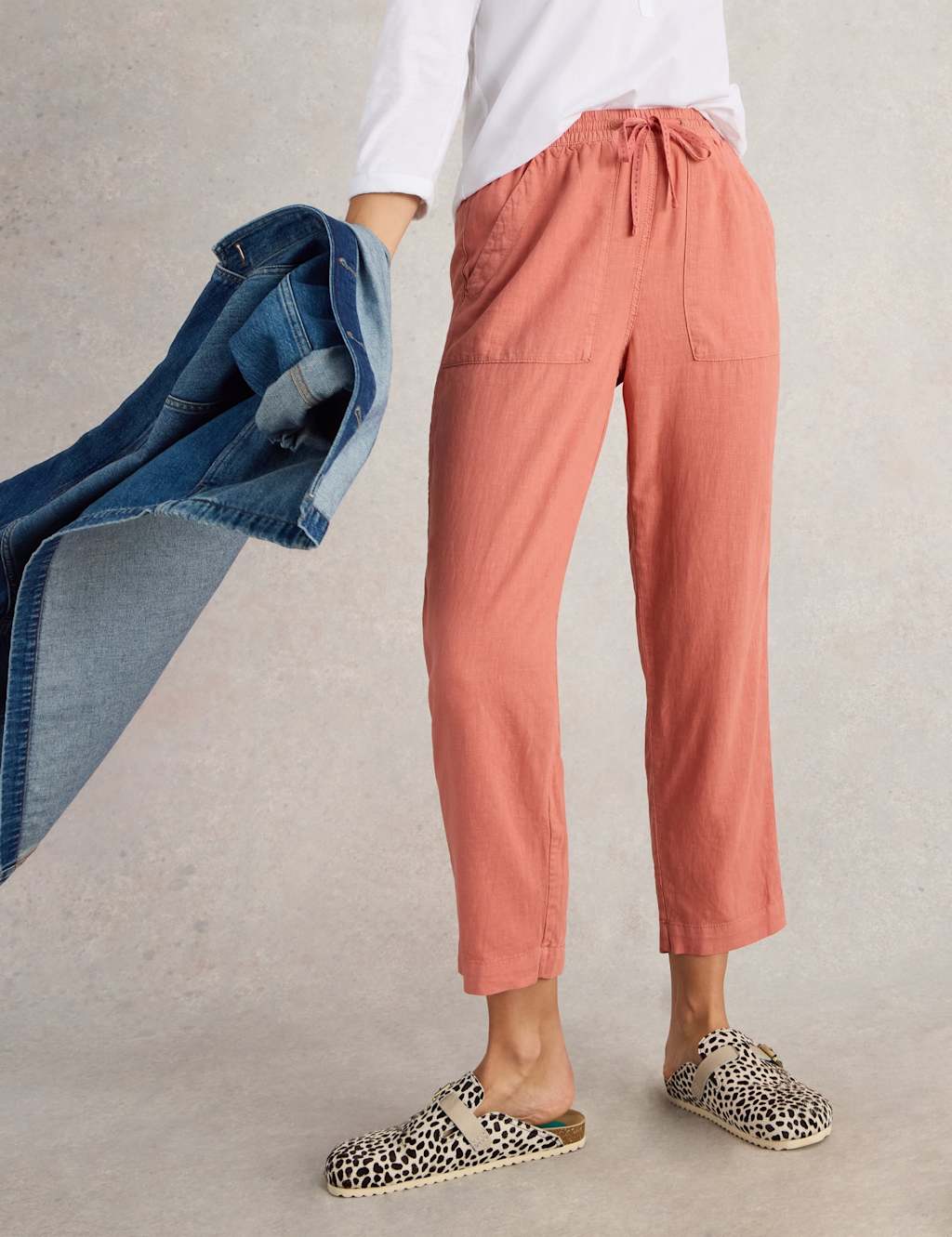 Linen Rich Relaxed Ankle Grazer Trousers