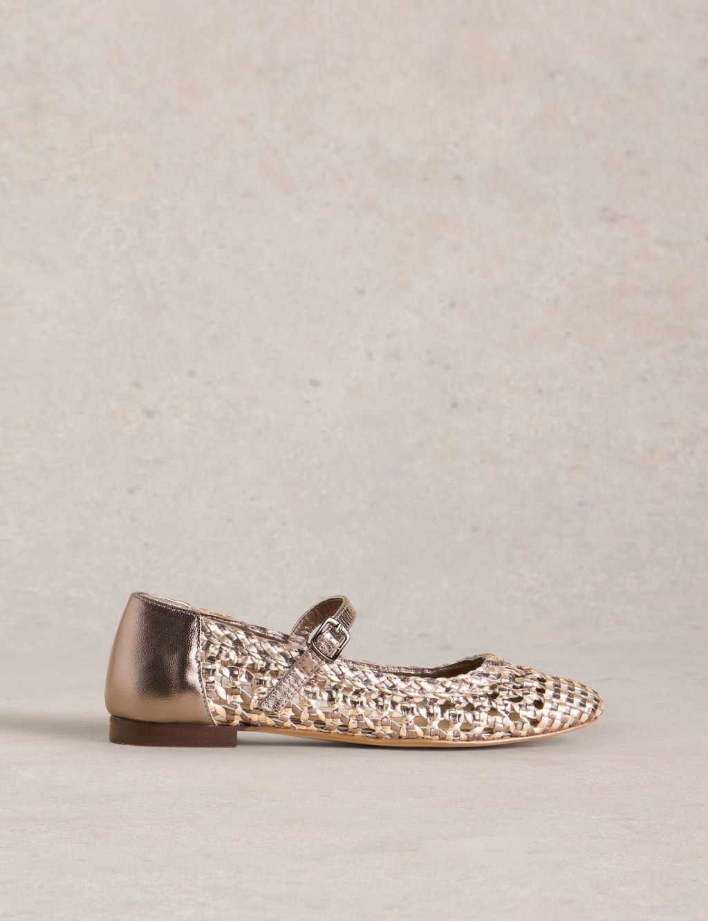 Leather Metallic Woven Ballerina