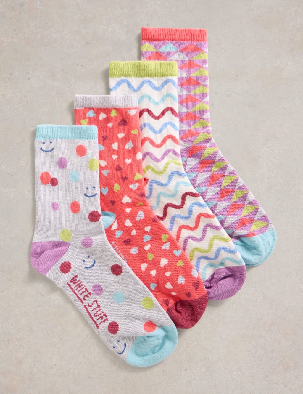 White Stuff Women's 4pk Cotton Rich Ankle High Socks - 6-8 - Pink Mix, Pink Mix