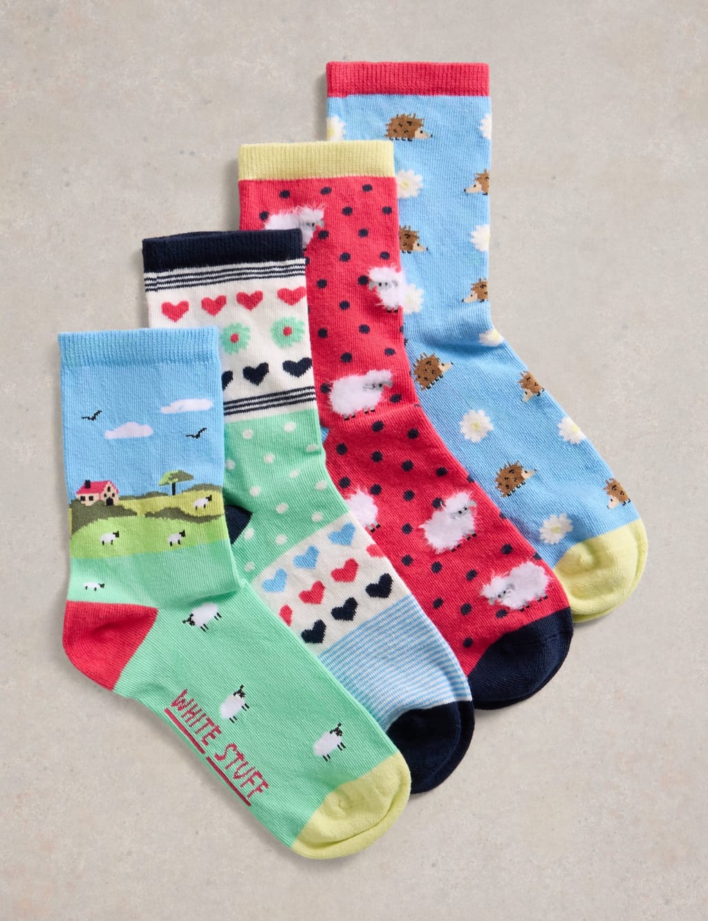 4pk Cotton Rich Springtime Ankle Socks