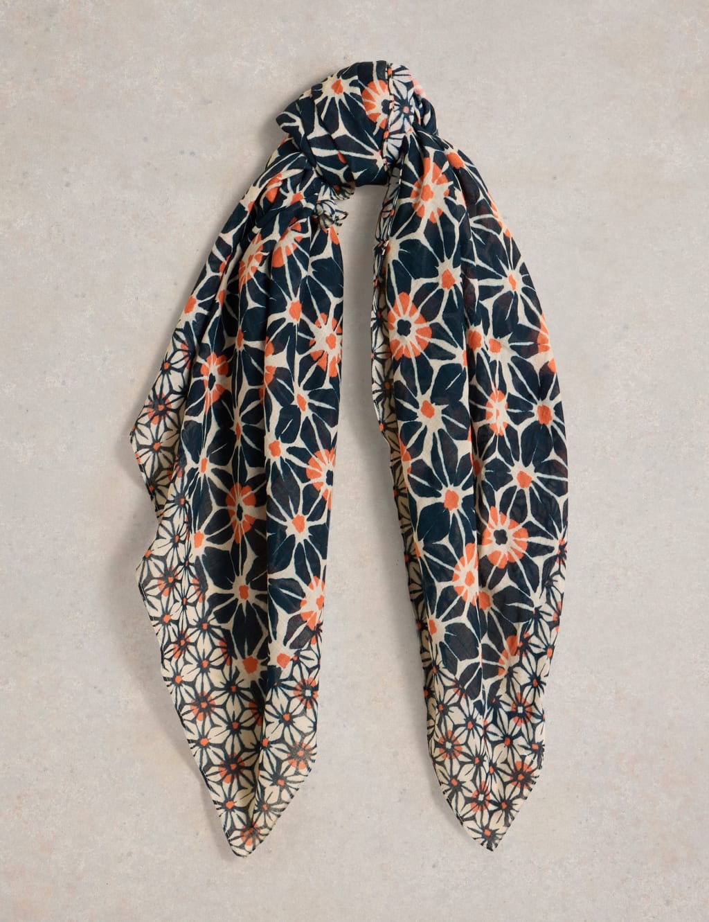 Cotton Blend Batik Floral Scarf