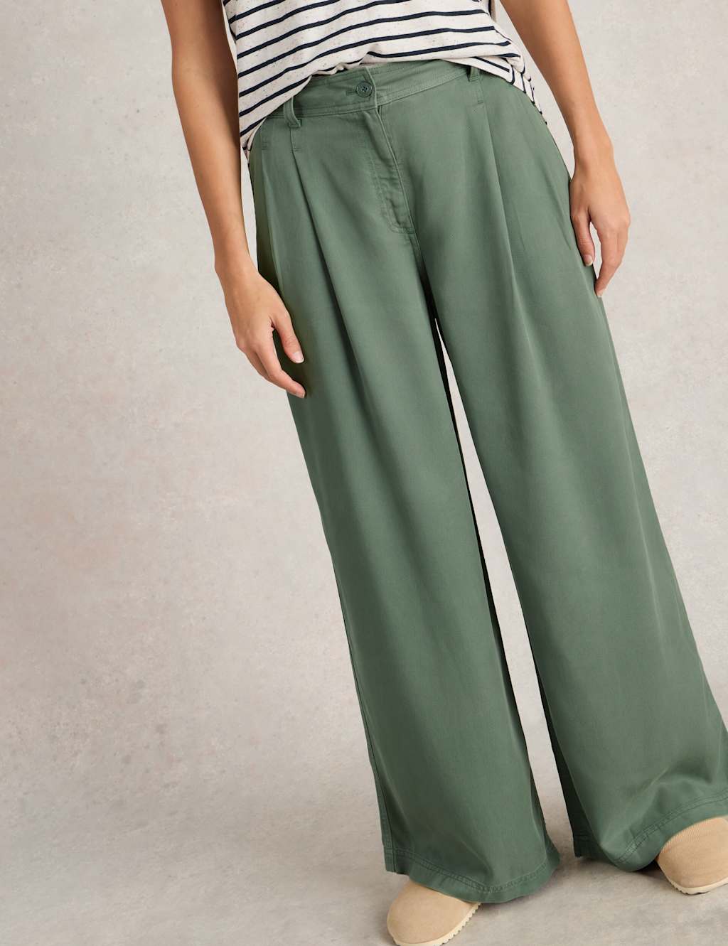 Wool Blend Wide Leg Trousers