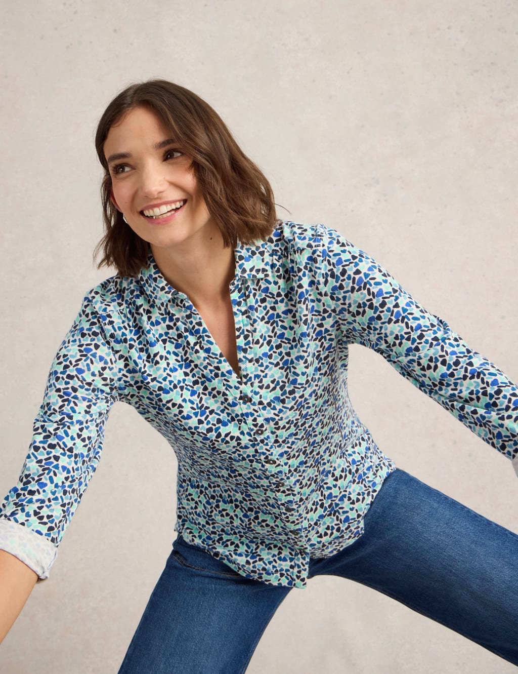 Pure Cotton Jersey Printed Collared Shirt