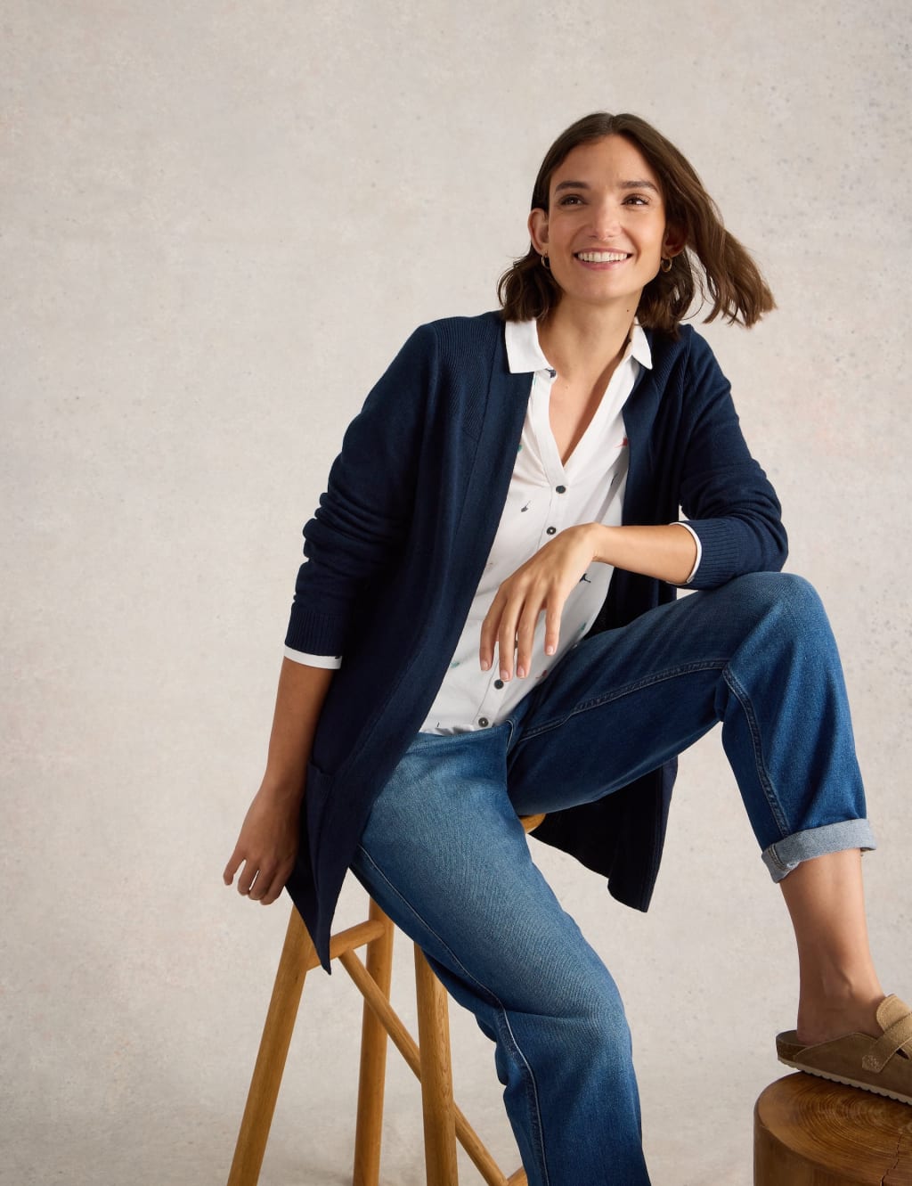 Cotton Blend Longline Cardigan