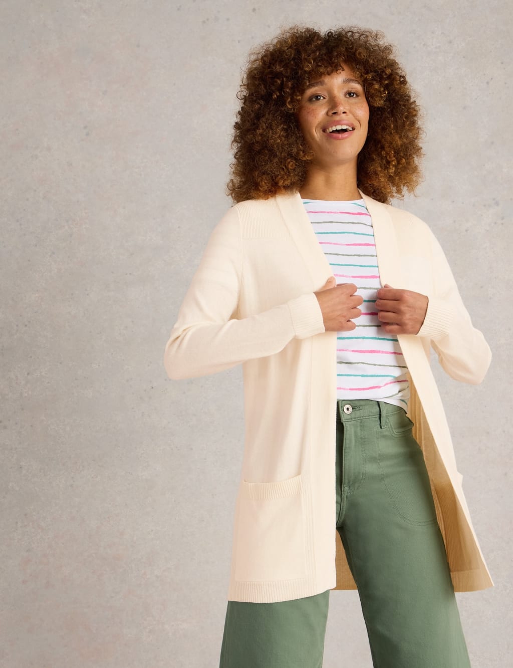 Cotton Blend Longline Cardigan