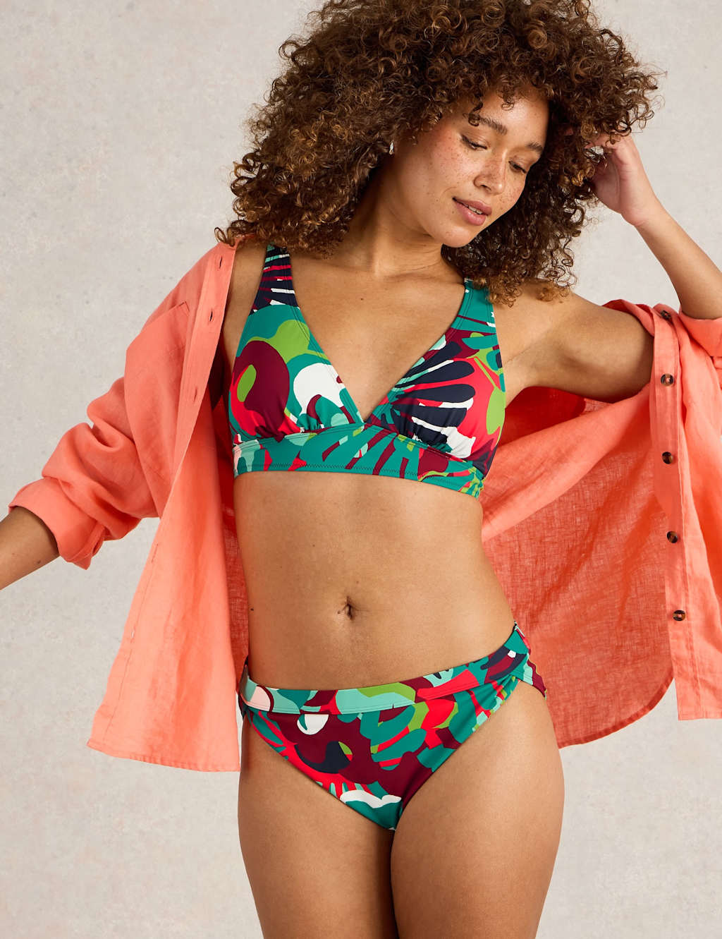 Printed High Leg Bikini Bottoms