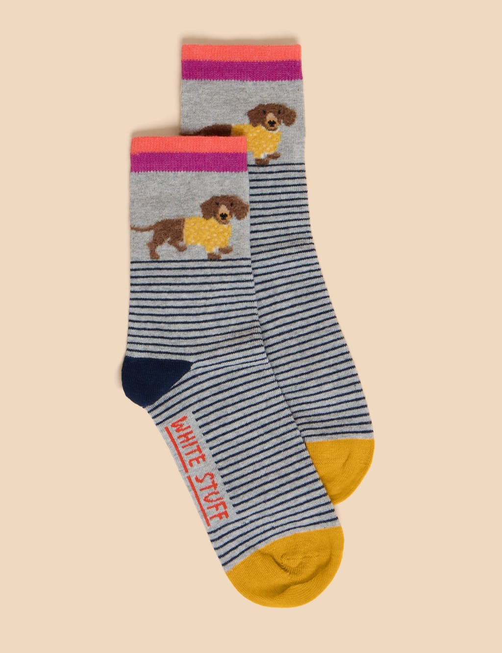 Cotton Rich Striped Ankle Socks