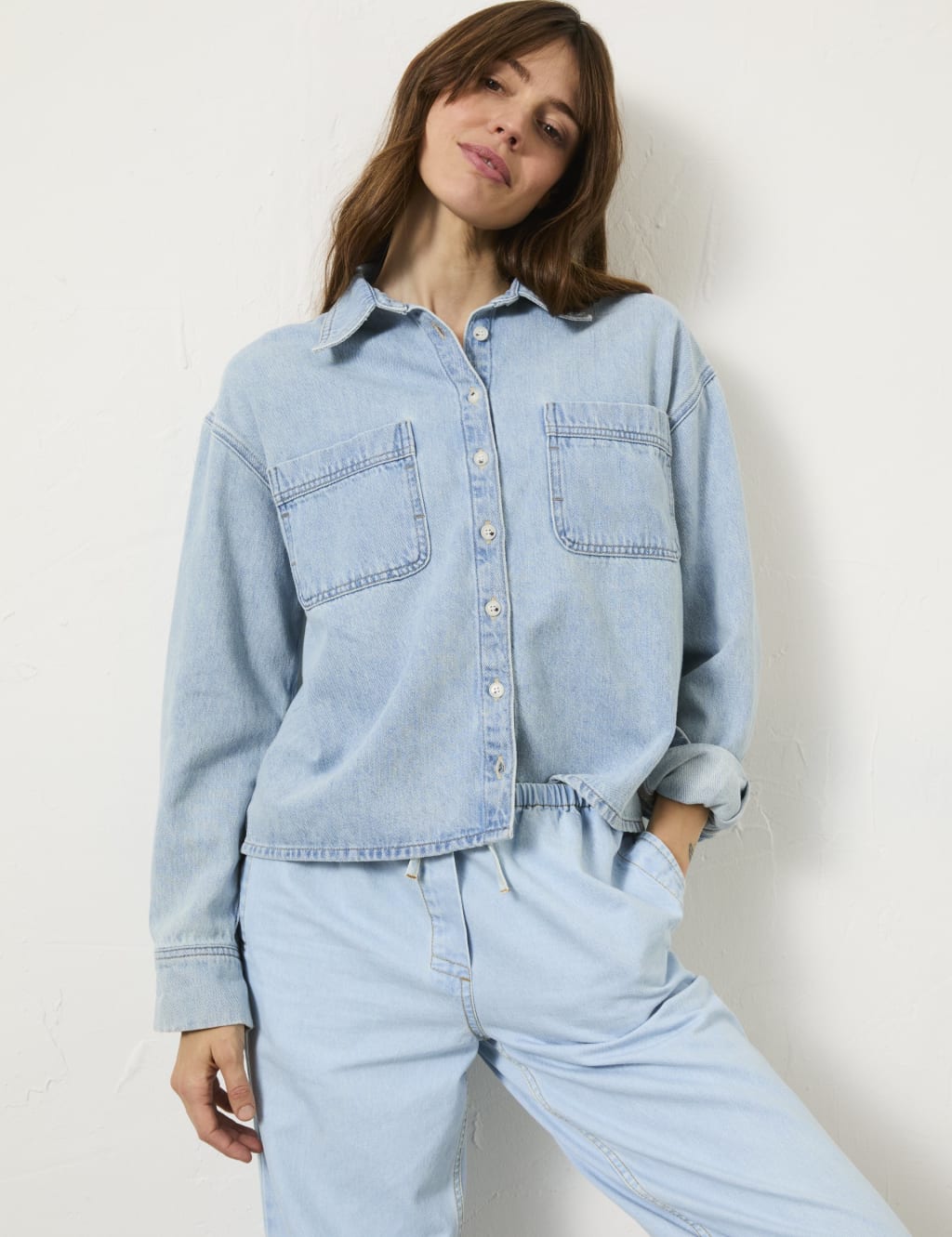 Pure Cotton Collared Button Through Shirt
