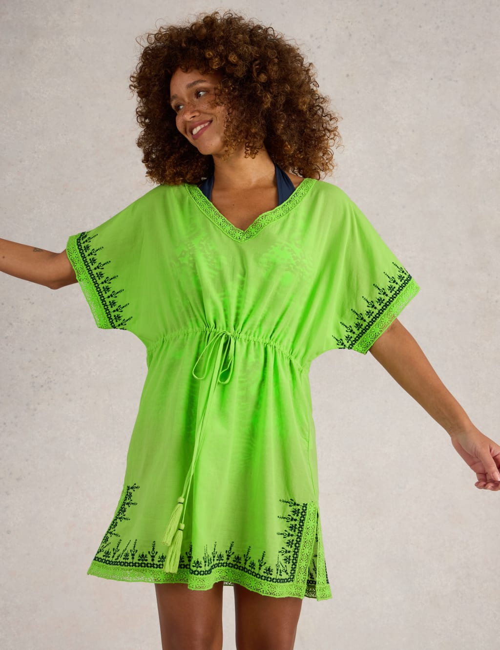 Cotton Rich Embroidered Beach Dress