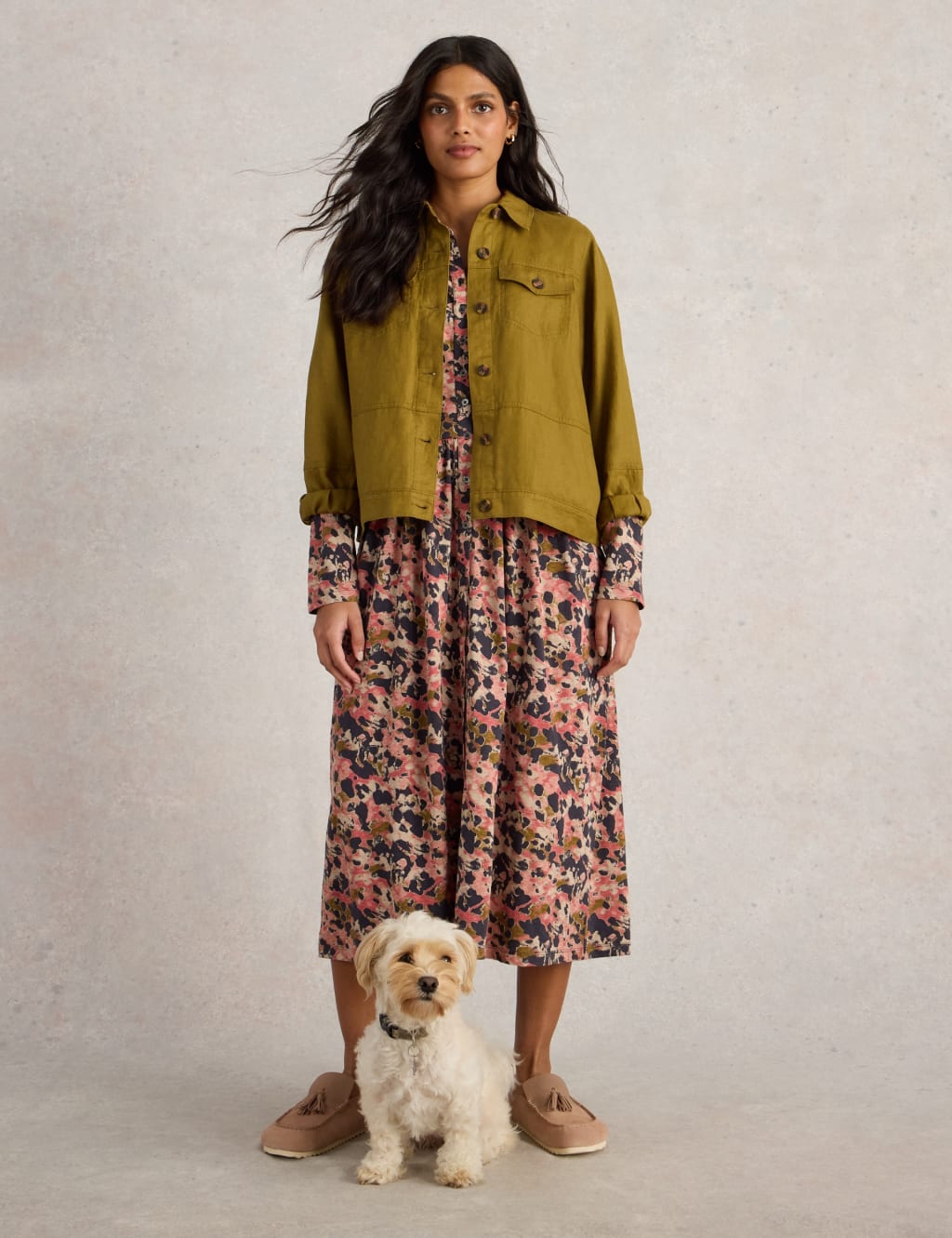 Jersey Printed Midi Shirt Dress