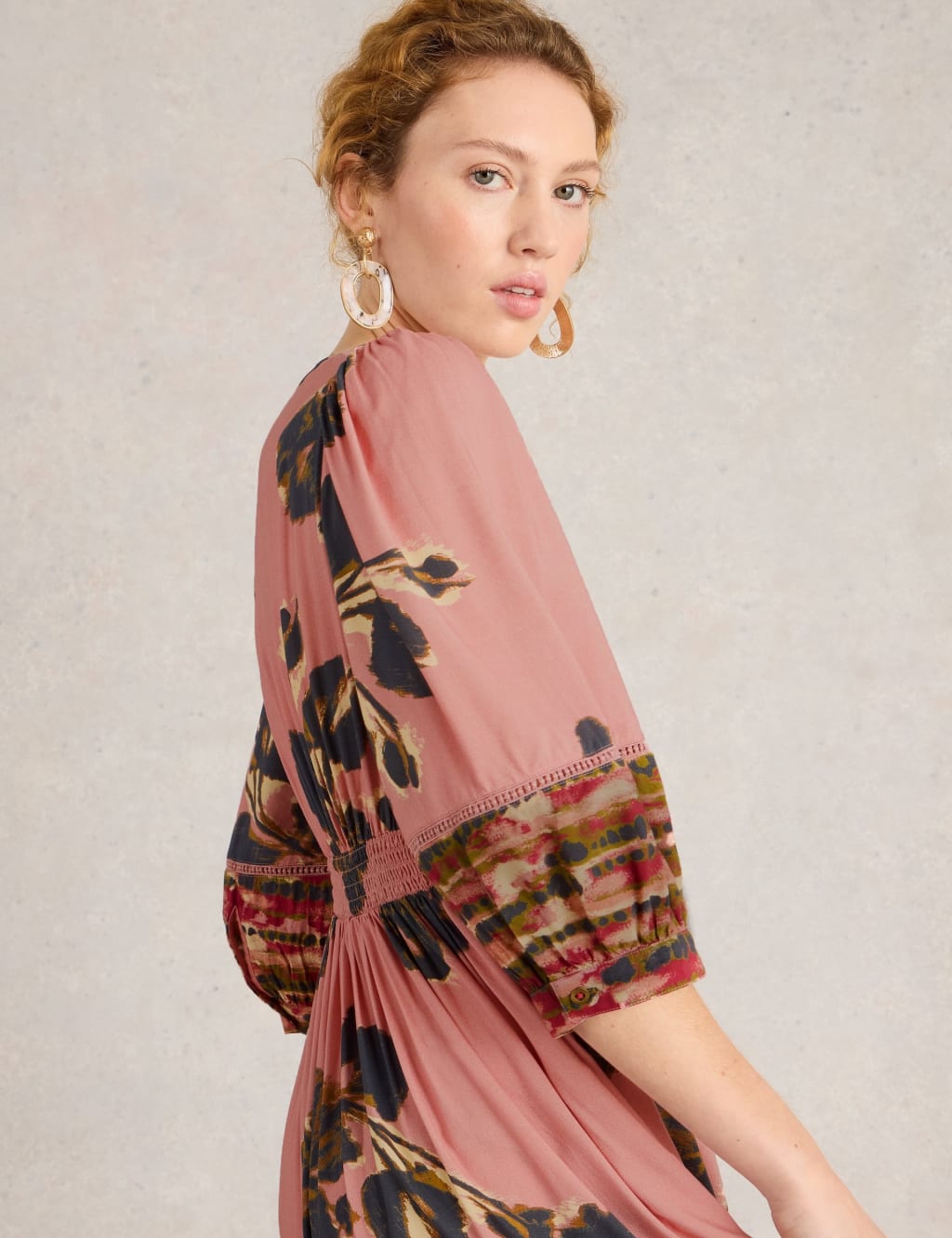 Floral V-Neck Midi Tea Dress