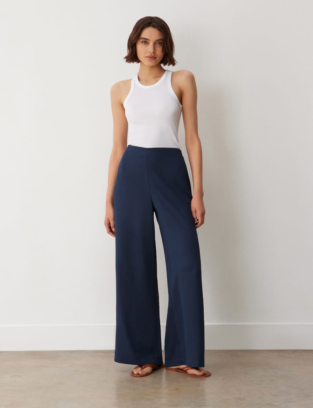 Elasticated Waist Wide Leg Trousers