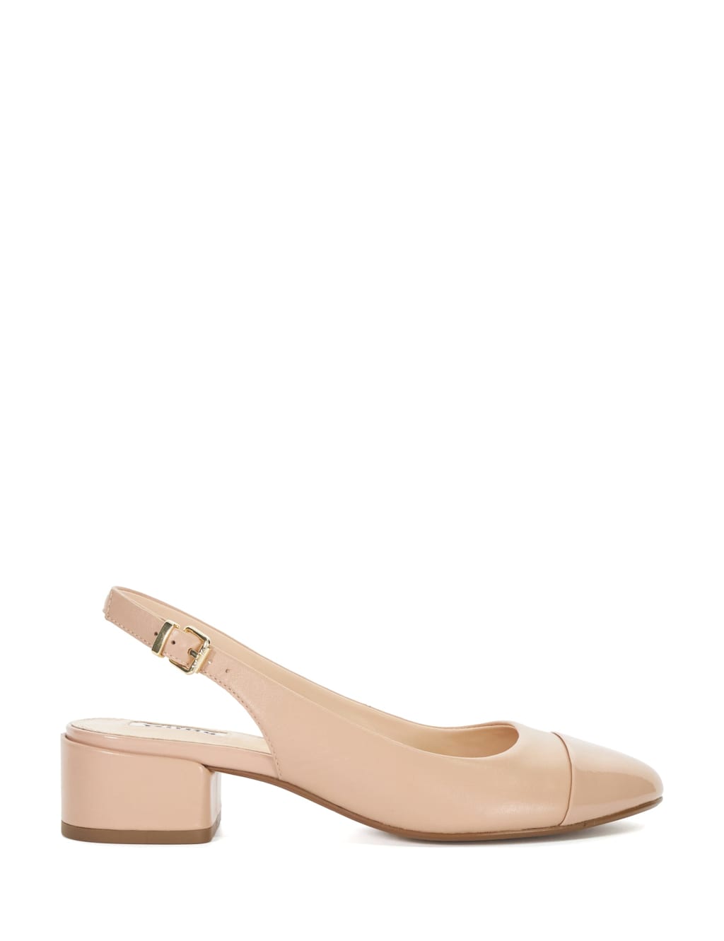 Leather Block Heel Slingback Shoes