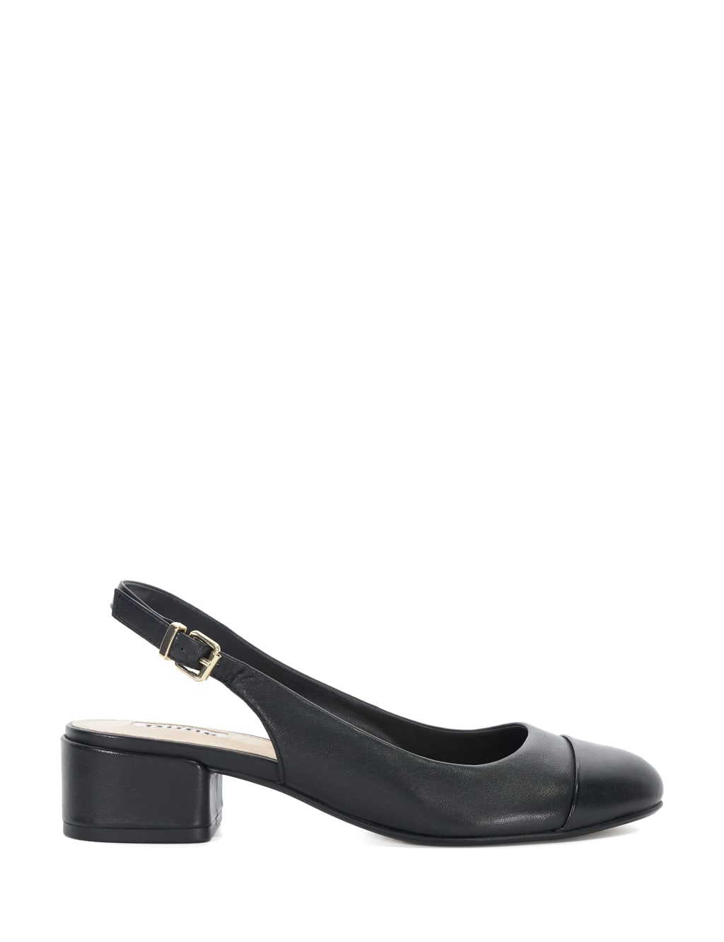 Leather Block Heel Slingback Shoes