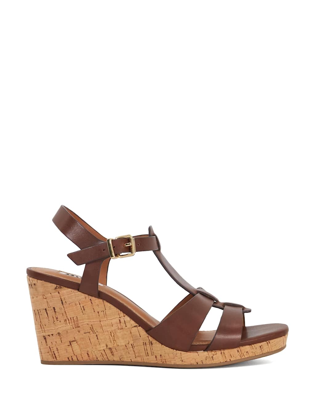 Leather T Bar Wedge Espadrilles