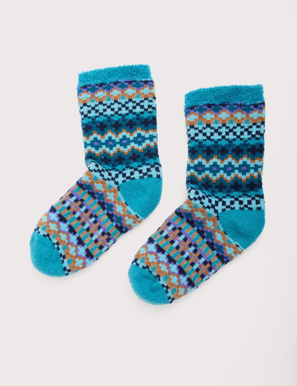 Seasalt Cornwall Fair Isle Ankle High Socks Teal Mix