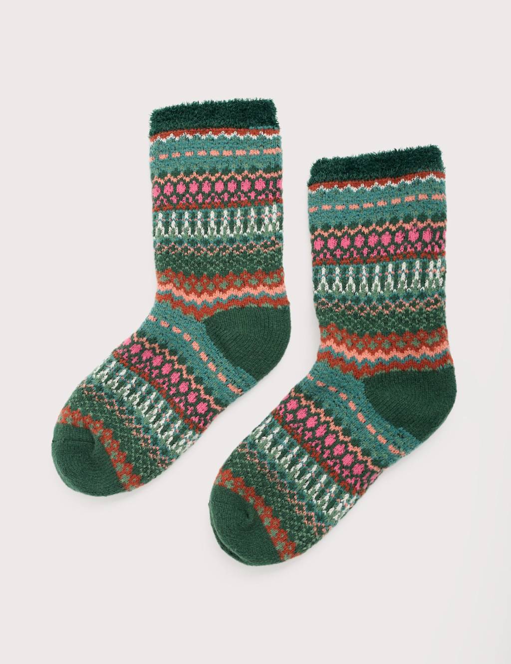 Seasalt Cornwall Fair Isle Ankle High Socks Green Mix
