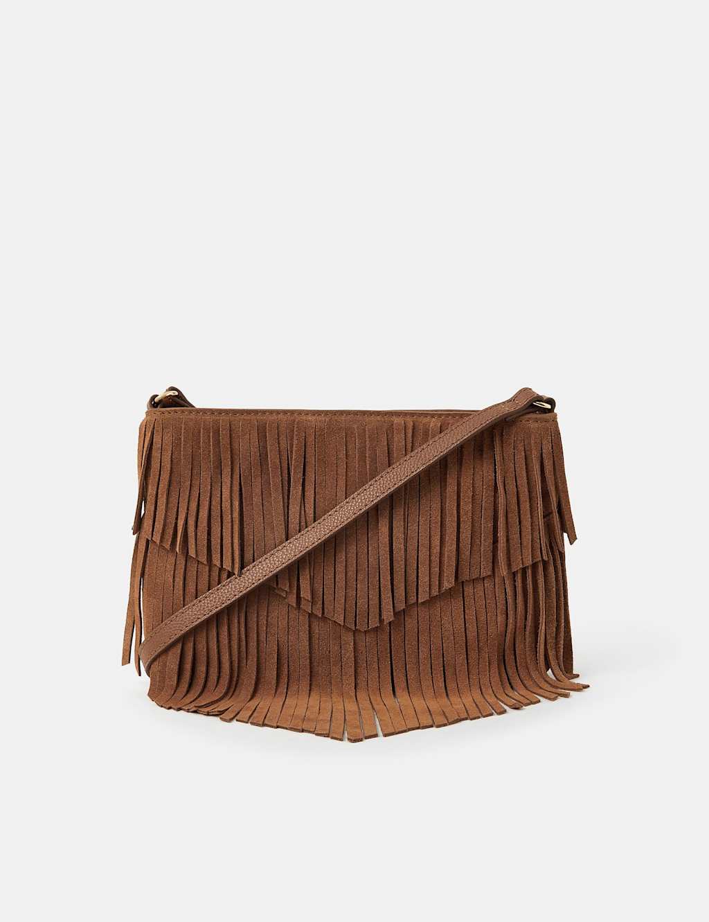 Suede Fringed Cross Body Bag