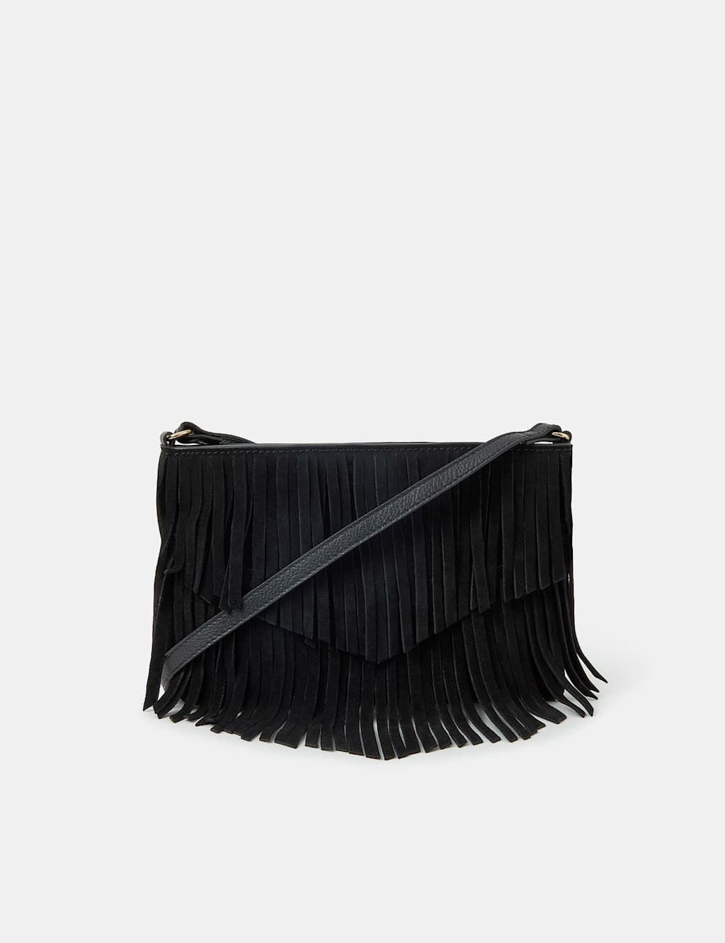 Suede Fringed Cross Body Bag