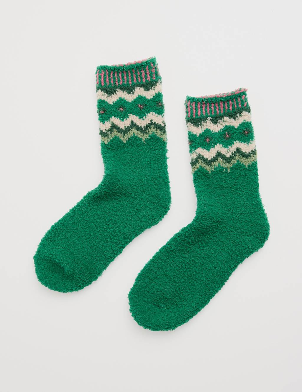 Seasalt Cornwall Fluffy Patterned Ankle High Socks Green Mix