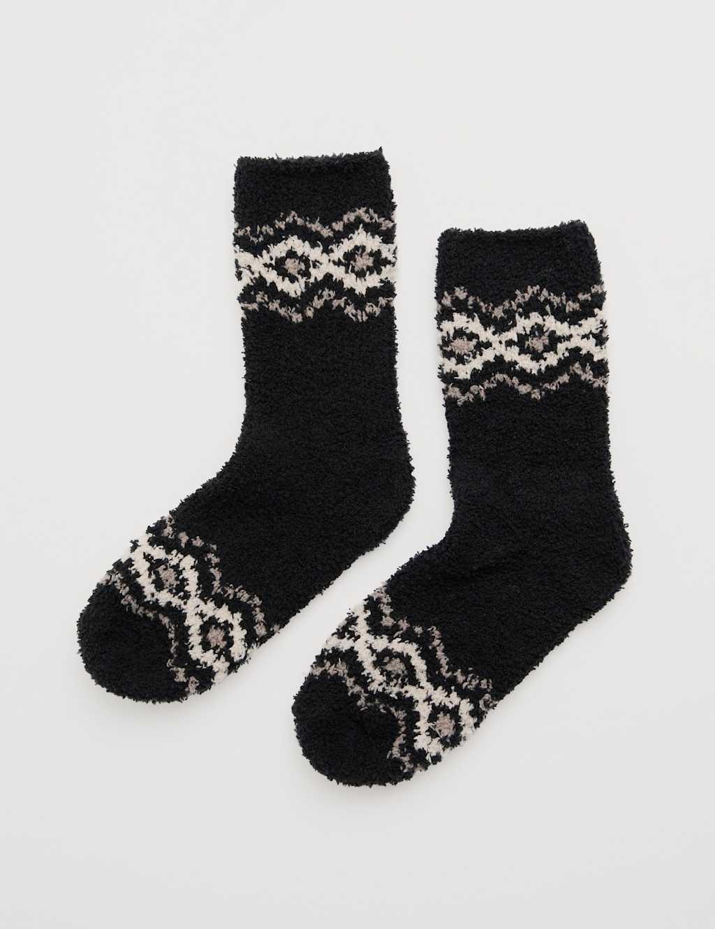 Seasalt Cornwall Patterned Fluffy Ankle High Socks Black Mix