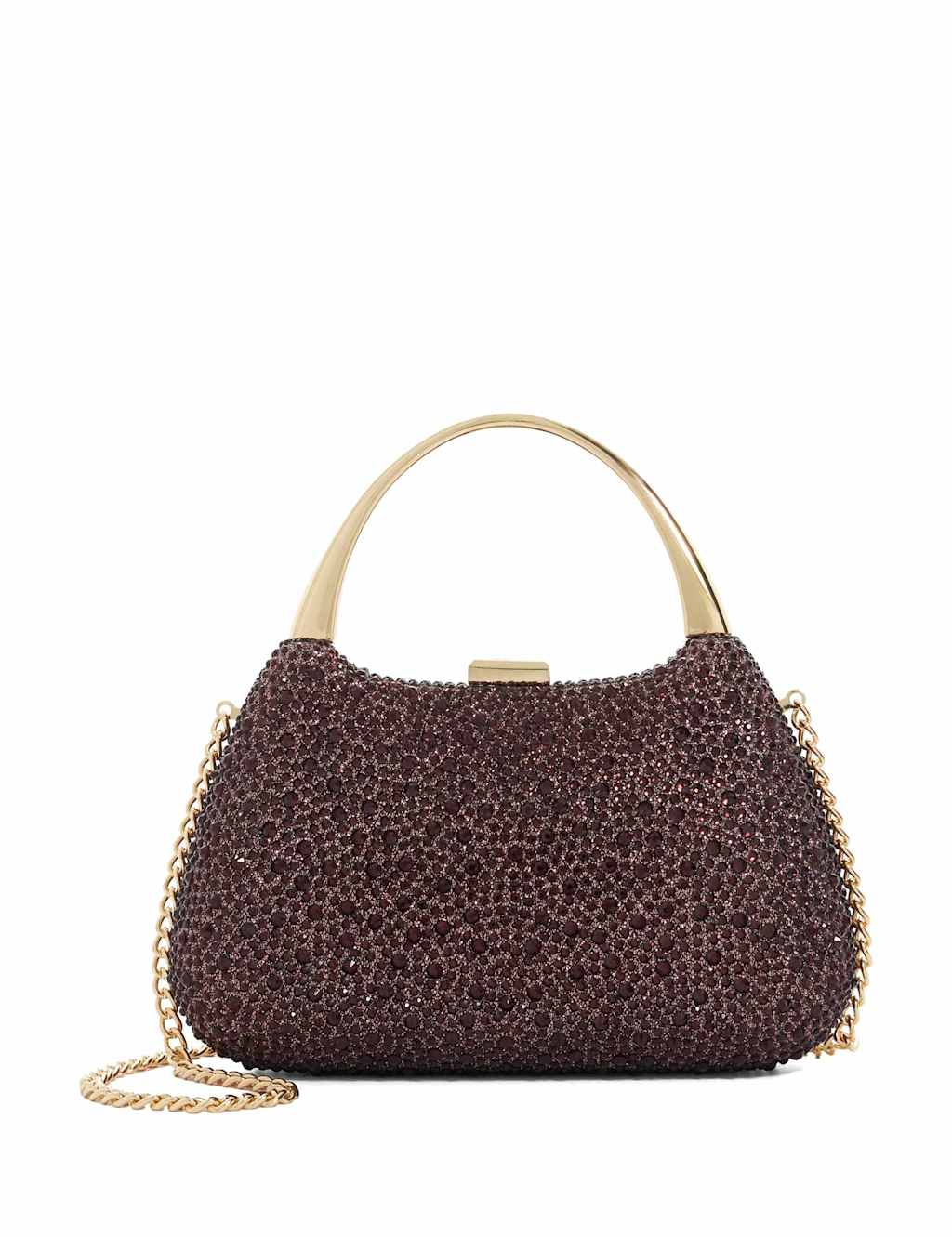 Dune London Women's Diamante Gold-Tone Handle Clutch Bag - Burgundy - Available at M&S