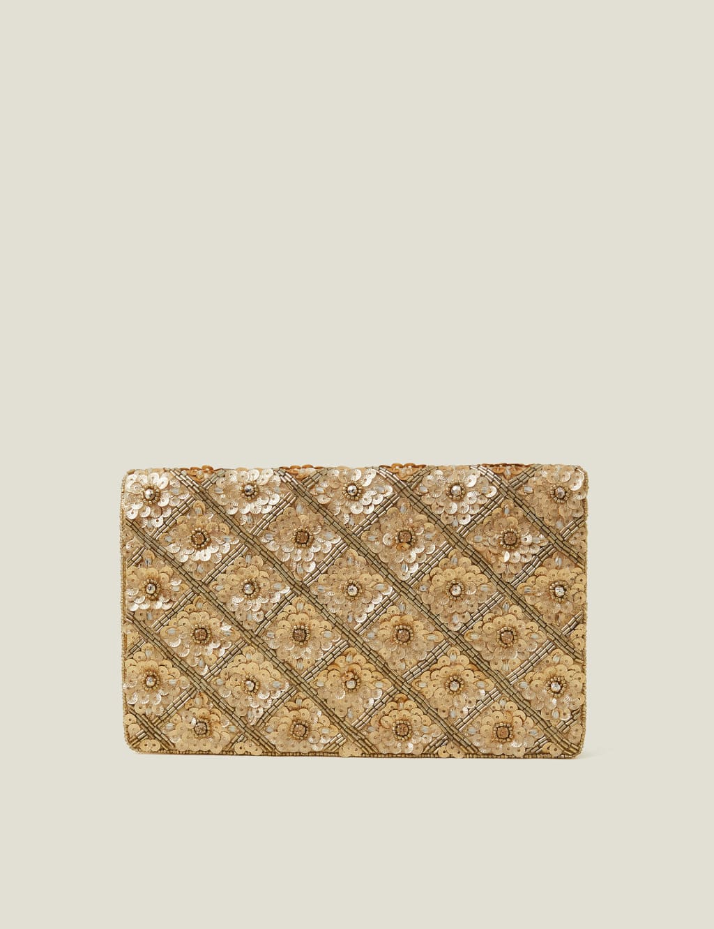 Beaded Sequin Chain Strap Clutch Bag