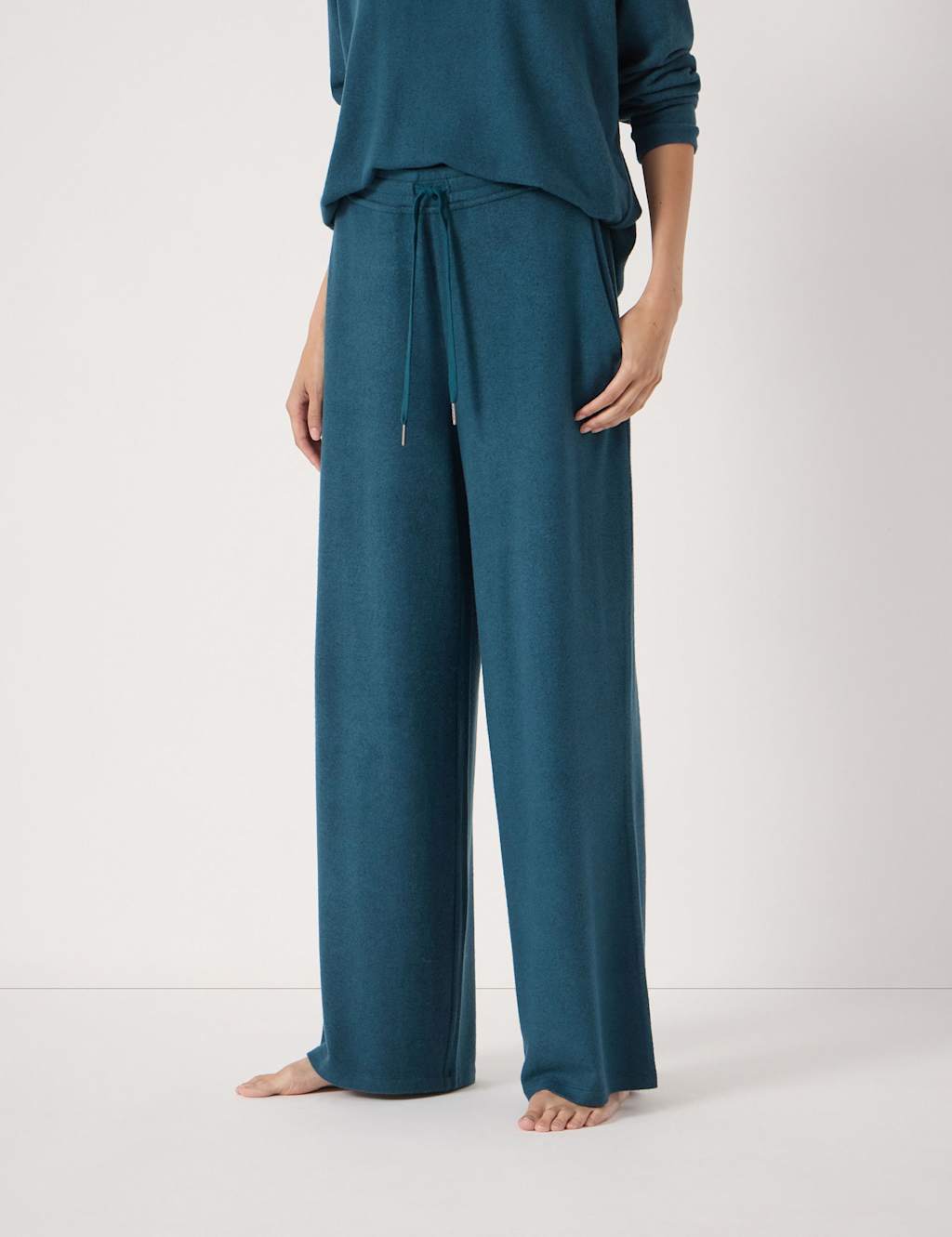 HUSH Supersoft Drawstring Wide Leg Joggers Teal Green