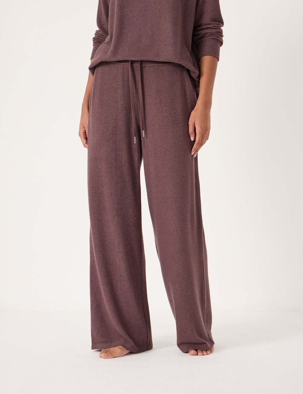 HUSH Supersoft Drawstring Wide Leg Joggers Chocolate