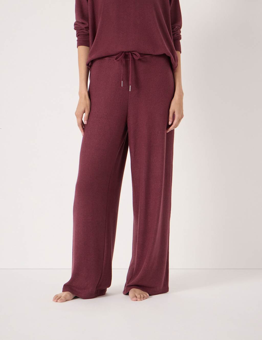 HUSH Supersoft Drawstring Wide Leg Joggers Burgundy