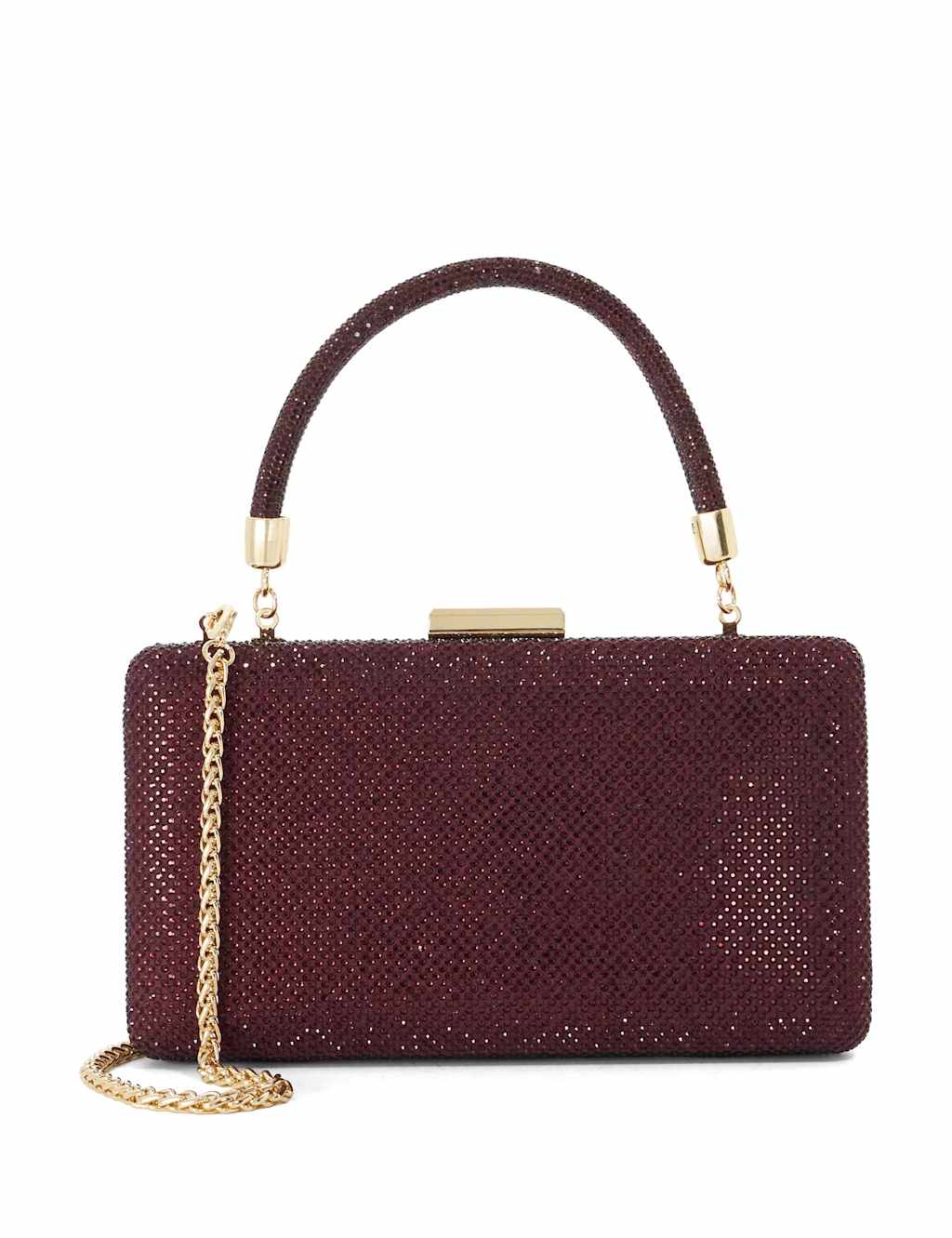 Dune London Women's Embellished Chain Strap Slim Clutch Bag - Berry - Available at M&S