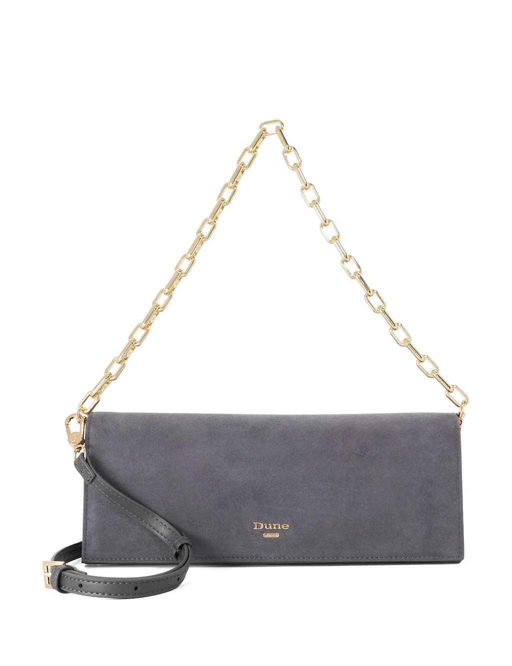 Dune London Women's Suede Chain Strap Cross Body Clutch Bag - Grey - Available at M&S