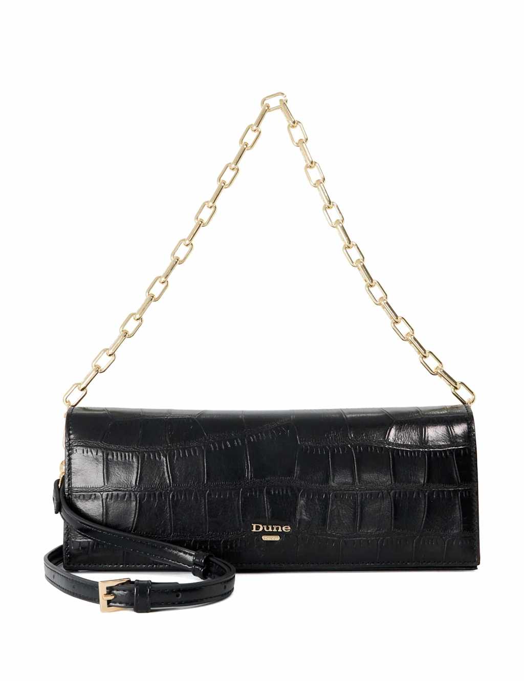 Dune London Women's Suede Chain Strap Cross Body Clutch Bag - Black - Available at M&S