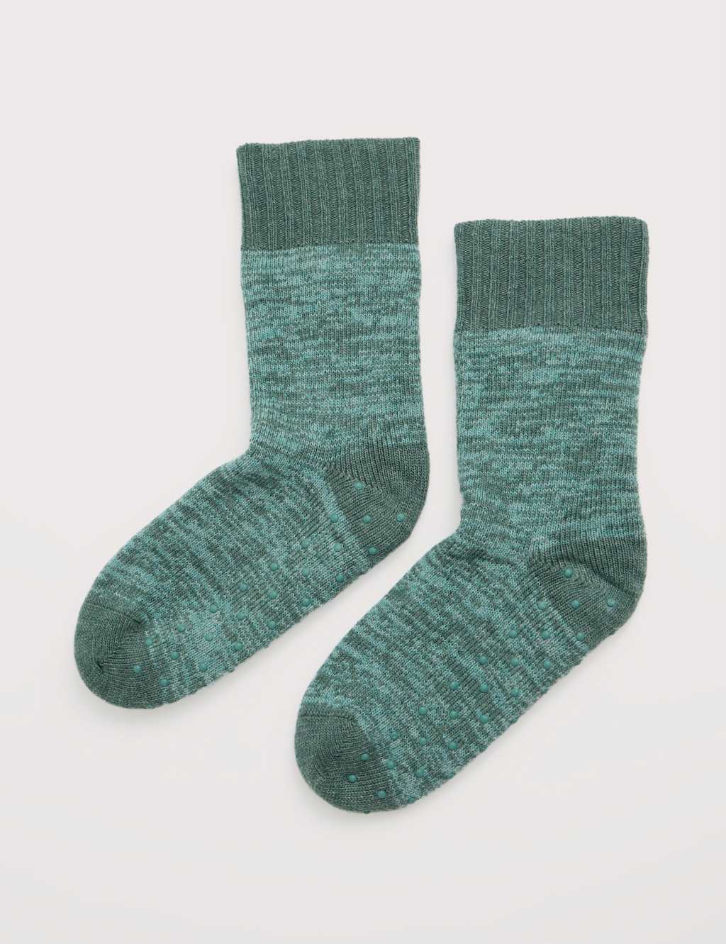 Seasalt Cornwall Wool Rich Fluffy Patterned House Socks Green