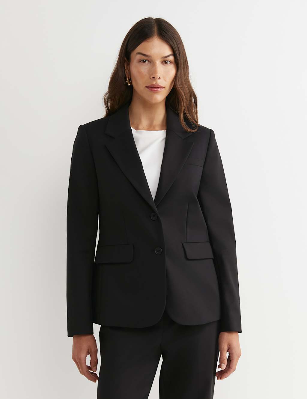 Sportscraft Women's Cotton Rich Single Breasted Blazer - 8 - Black - Available at M&S