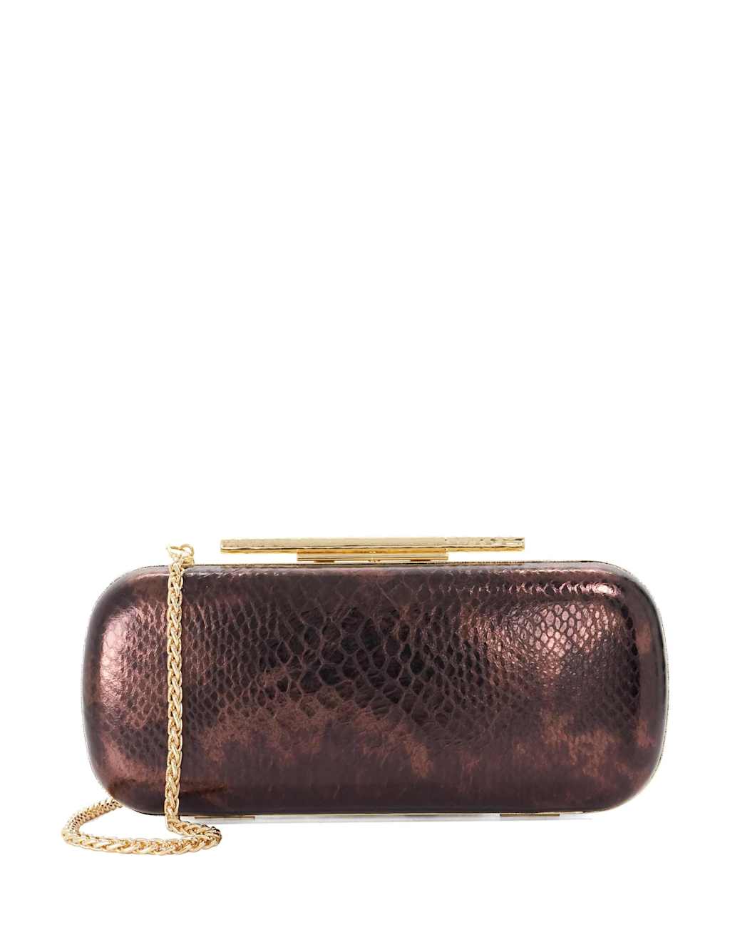 Dune London Women's Leather Chain Strap Oval Clutch Bag - Brown - Available at M&S